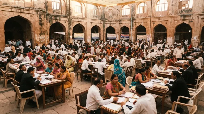 लोक अदालत में बेंच के सामने मौके पर निपटते मामले