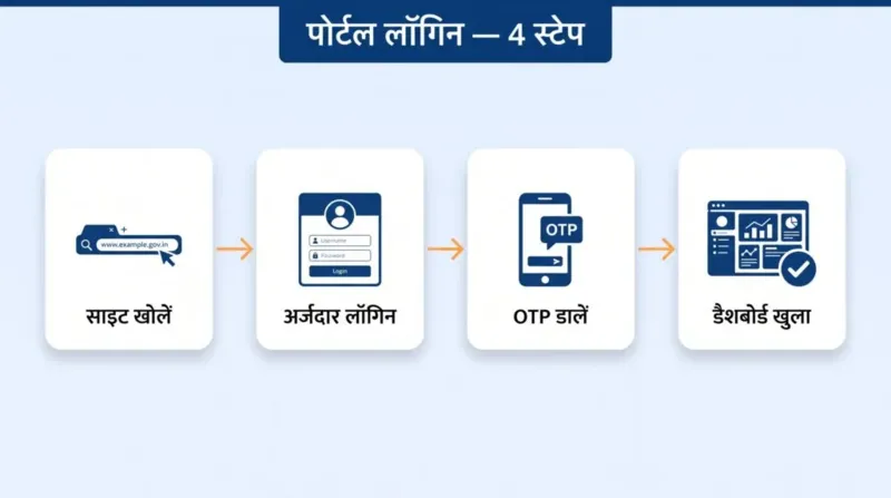 ladakibahin पोर्टल लॉगिन के 4 स्टेप — साइट खोलें, अर्जदार लॉगिन, OTP, डैशबोर्ड
